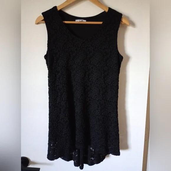 Susan Graver Black Lace Sleeveless Top Size Small - Picture 5 of 16